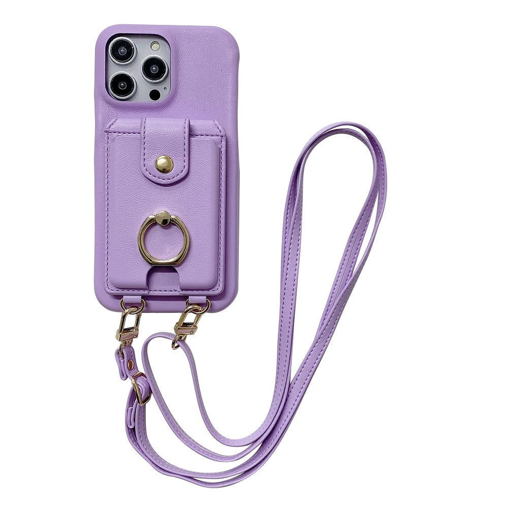 Original design lanyard crossbody leather phone case for iphone