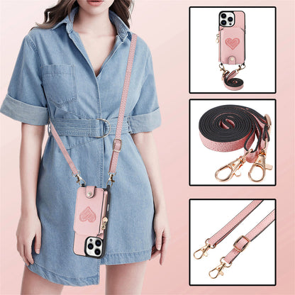 Ankaw heart zip crossbody leather phone case wallet