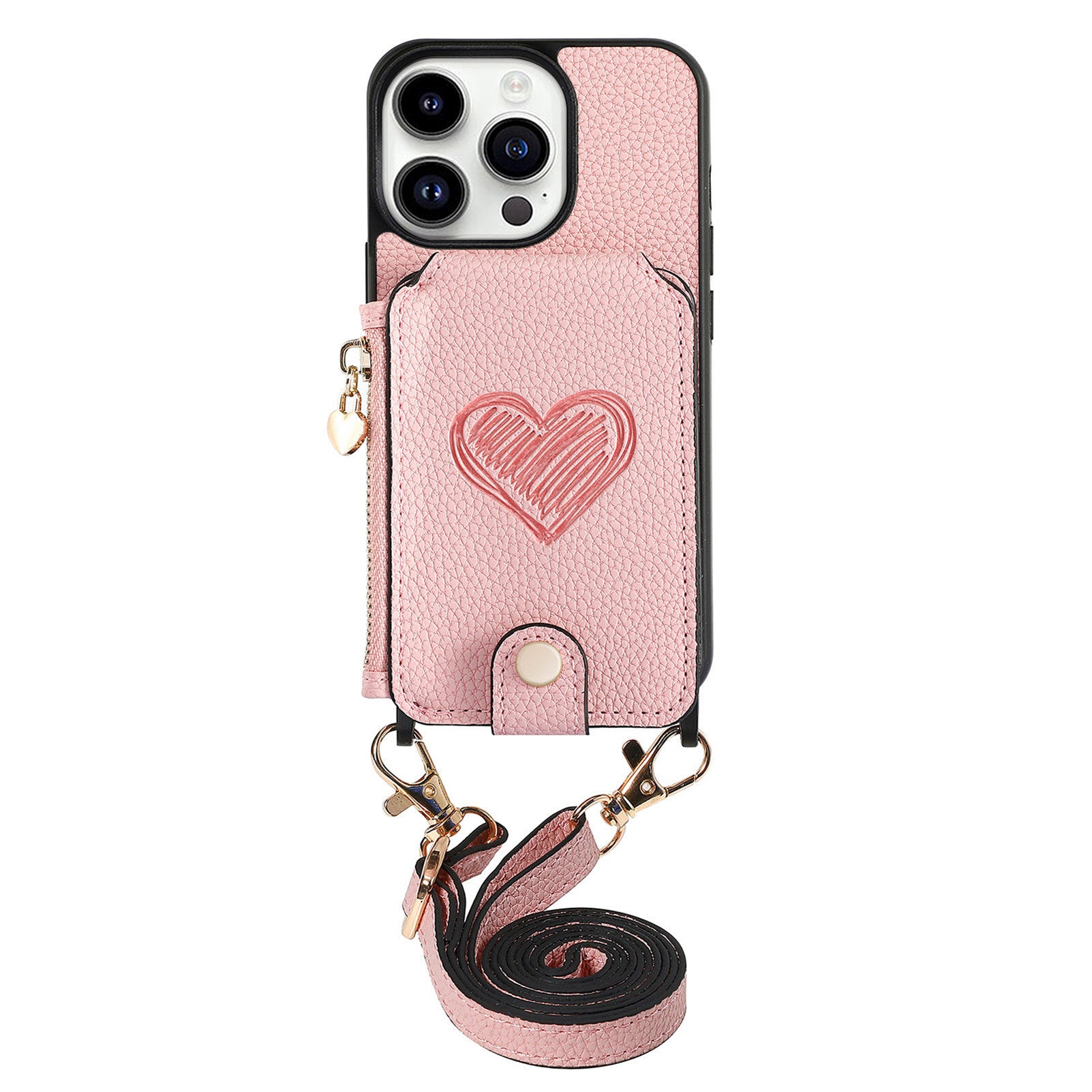Ankaw heart zip crossbody leather phone case wallet