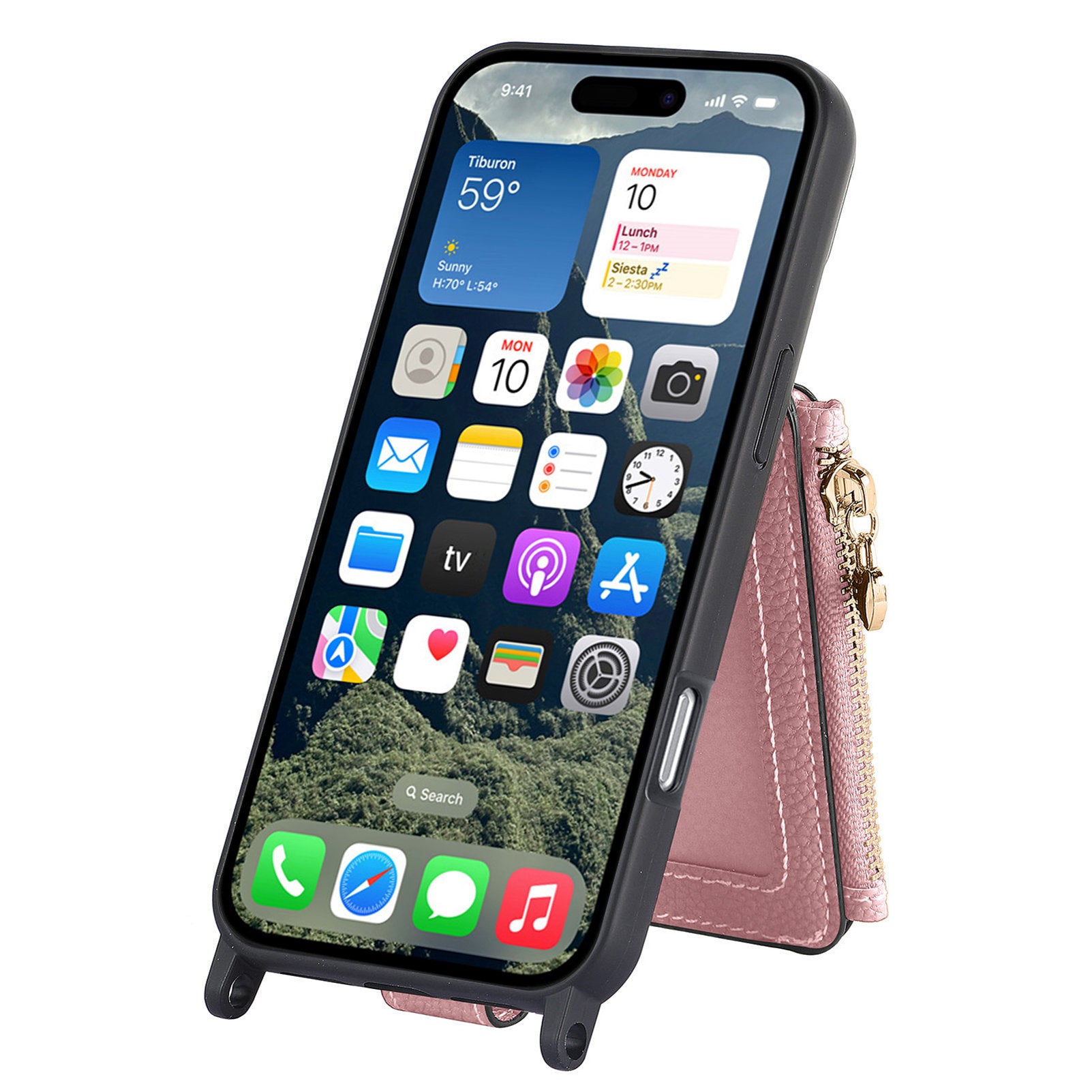 Ankaw heart zip crossbody leather phone case wallet