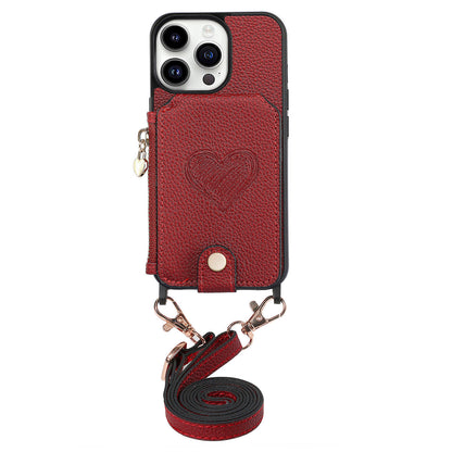 Ankaw heart zip crossbody leather phone case wallet